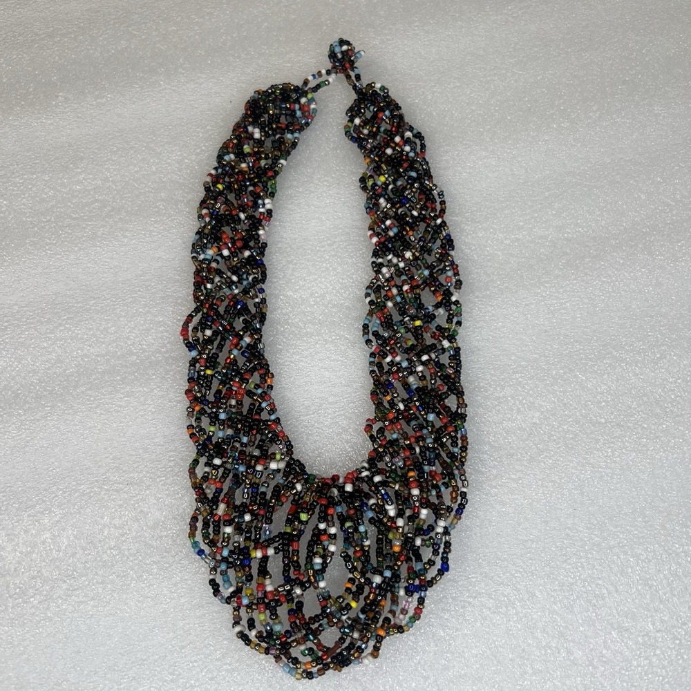 Necklace‎ Beaded Strand Layered Statement Multi-Colored Beads